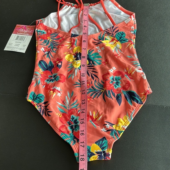 Kanu Surf UPF 50+ Brooke Halter criss cross strappy back,tropical floral swim - Picture 4 of 5